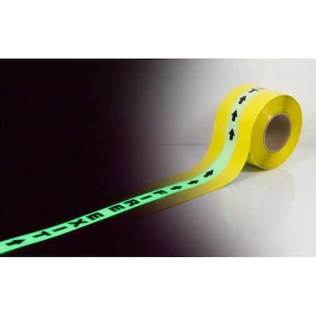 Ergomat Durastripe In-Line 4in x 50ft Glow Custom Text Yellow with Glow Stripe DSIL450Y-GT1